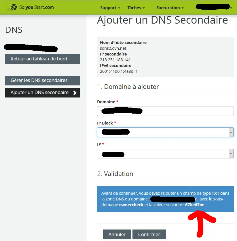 So You start, ajout de dns secondaire